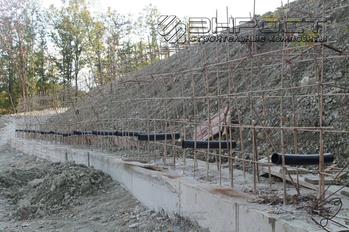 Строительство опорной стены с применением композитной арматуры. г. Туапсе