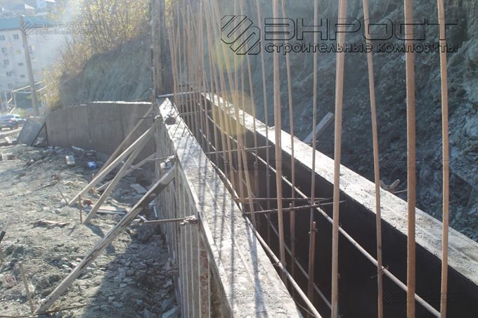 Строительство опорной стены с применением композитной арматуры. г. Туапсе